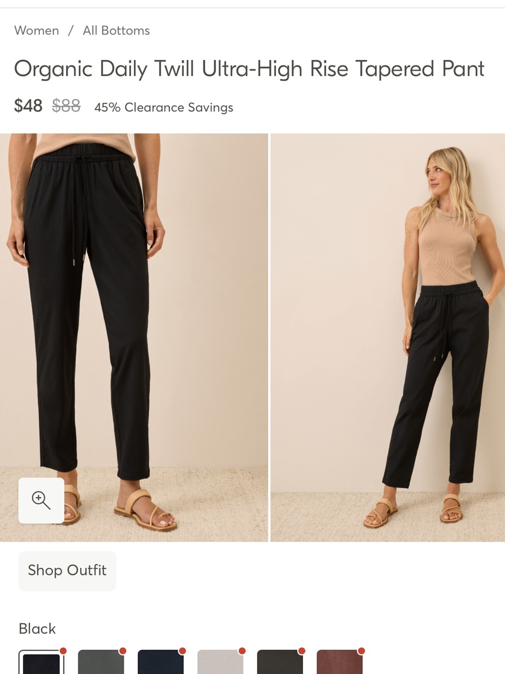 Pact Organic Daily Twill Ultra-High Rise Tapered Pant